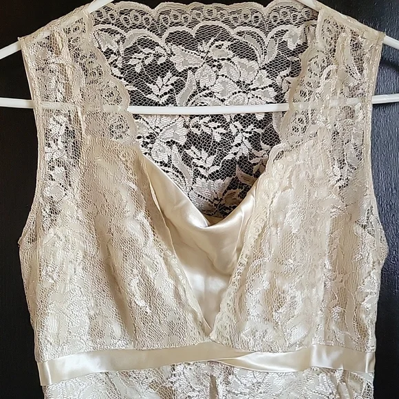 Gorgeous Ann Taylor Lace Silk Sleeveless Top - Sz. 00 - Beige - Picture 3 of 6